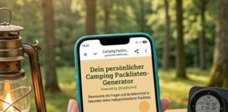 Camping Packlisten-Generator von Outdoorkid auf dem Handy