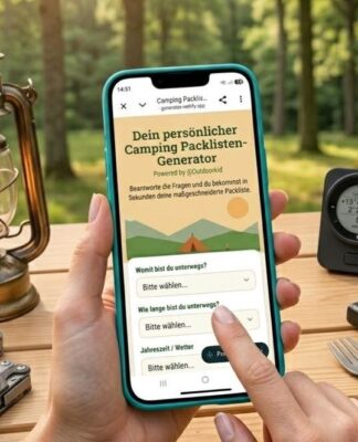 Camping Packlisten-Generator von Outdoorkid auf dem Handy